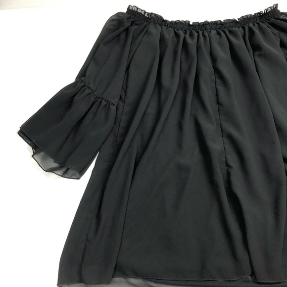 Zanzea Collection Black Off The Shoulder Ruffle Bell Sleeve Chiffon Top XXXL - Picture 8 of 8